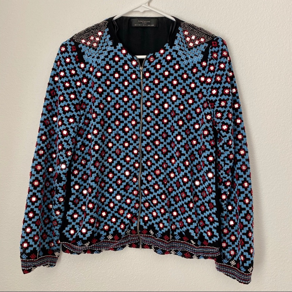 Zara Sequin Embroidered Blouse